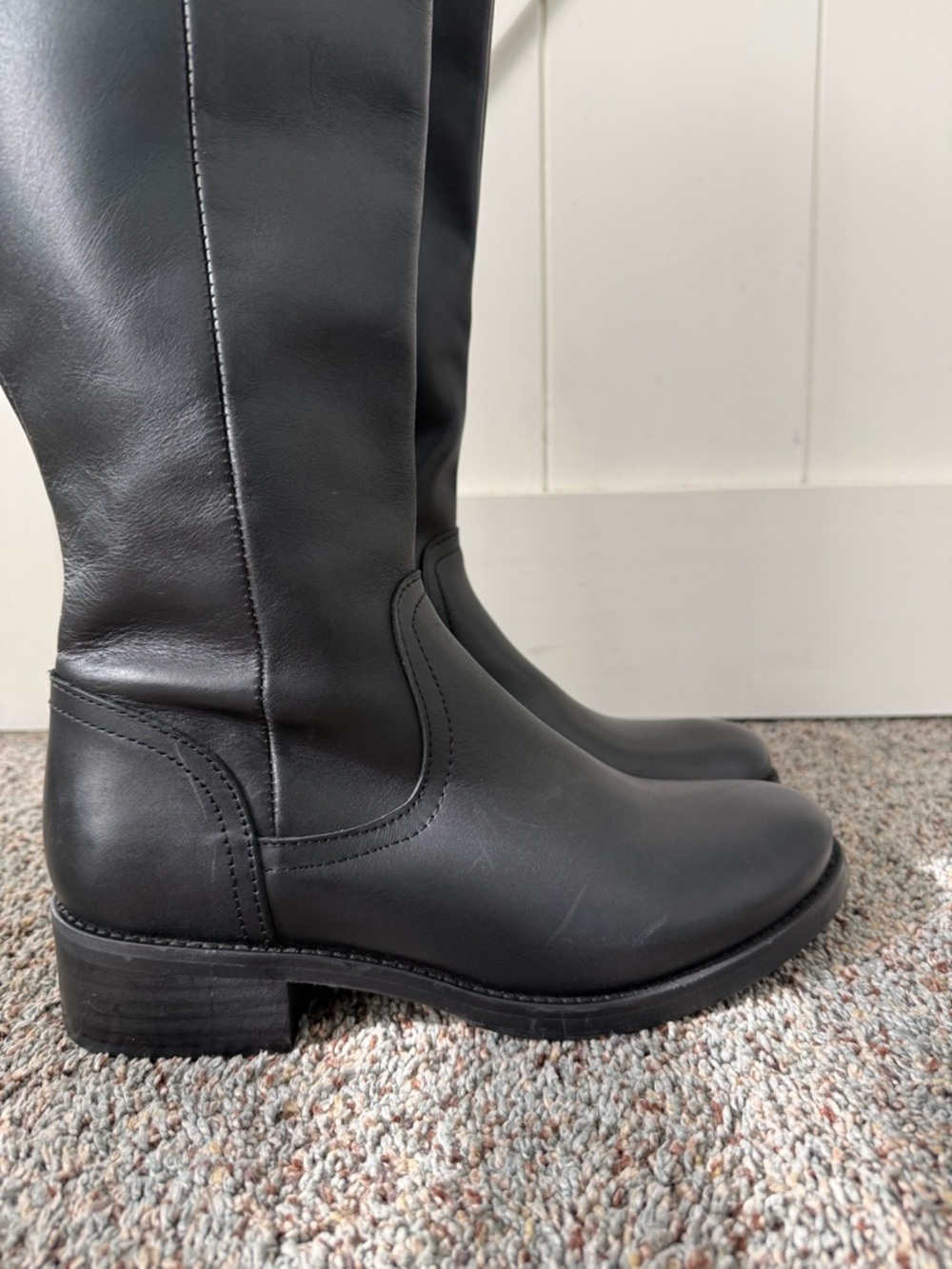 Steve Madden LOVER Tall Black Lace-Up Back Leather Riding Boots - Picture 2 of 16